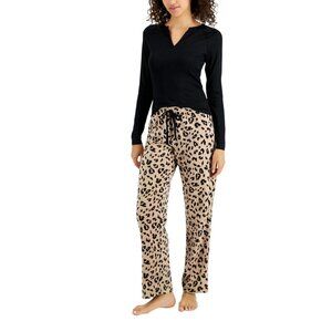 NWT Jenni Womens Split-Neck Pajama Top 100154890MS Black L